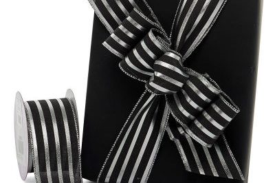 Black Striped Metallic Wired Ribbon…