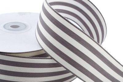 Charcoal Gray and White Striped Ribbon…