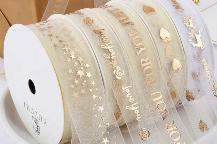 Gold Foiled Printed Organza Ribbon (6)