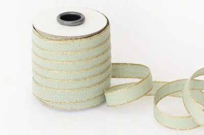 Metallic Border Sage Cotton Ribbon…