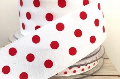 NEW White & Red Polka Dot Ribbon