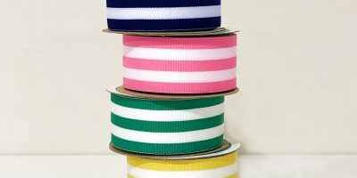 Preppy Striped Grosgrain Ribbon _ Green…