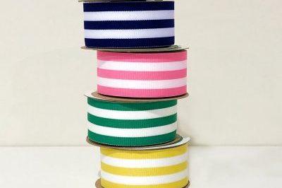 Preppy Striped Grosgrain Ribbon _ Green…