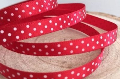 Red & White Satin Polka Dot Ribbon