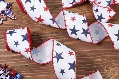 4th Of July Red White Blue Wired Ribbons (6)